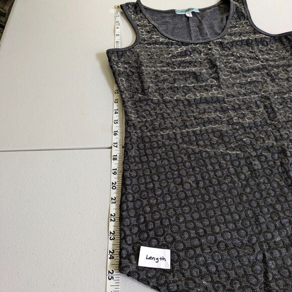Pleione Front Sequin Dark Gray Sleeveless Top Size M Stretch Glam Classic - Picture 12 of 12